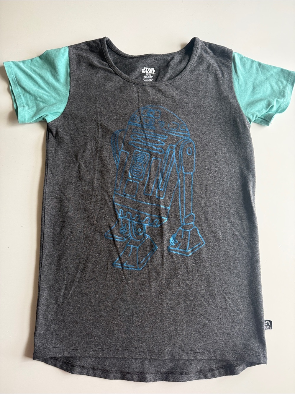 Star Wars Kids R2-D2 Contrast Sleeve Tee - Charcoal & Mint